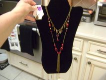 Victorian-Look Cranberry Red Double Strand Necklace & Matching Earrings (Pierced) in Luke AFB, Arizona