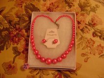 Pretty Hot Pink Necklace & Matching Pierced Earrings in Kingwood, Texas